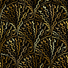 Seamless background with golden zigzag fountains pattern.