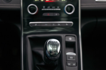 Manual gear shift lever in the new car.