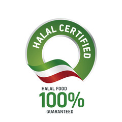 Halal certified green ribbon label logo icon