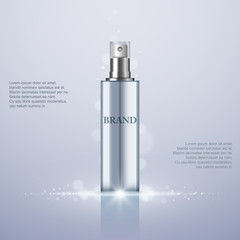 Perfume Spray Bottle on abstract background, vector illustration, cosmetics design