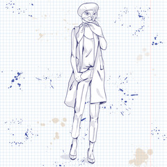 Vector elegant woman with cats head