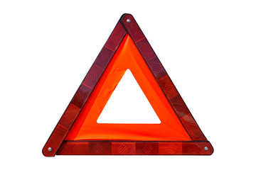 Red emergency stop sign isolated on white background. This has clipping path.
