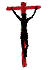 Jesus Christ on the cross. Abstract artistic religious modern illustration.