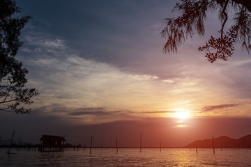 sunset  on lake
