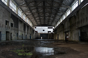 Naklejka na ściany i meble Abandoned industrial hall - urban exploration