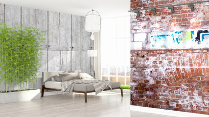 Modern bright interior . 3D rendering