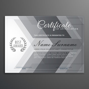 elegant gray certificate design diploma template