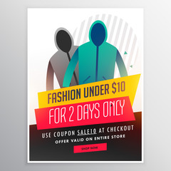 fashion sale banner design with cloths and offer details
