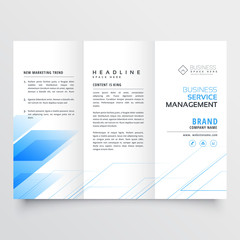 elegant blue business tri-fold brochure flyer design print template
