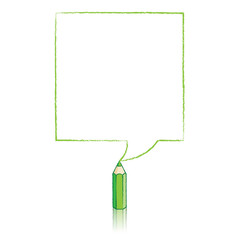 Green Pencil Drawing Square Speech Balloon