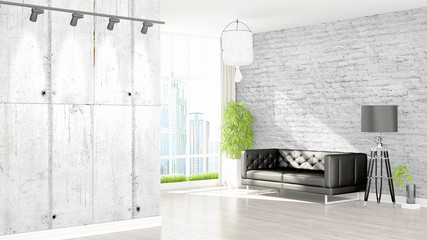 Modern bright interior . 3D rendering