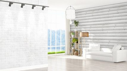 Modern bright interior . 3D rendering