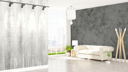 Modern bright interior . 3D rendering