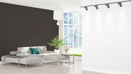 Modern bright interior . 3D rendering
