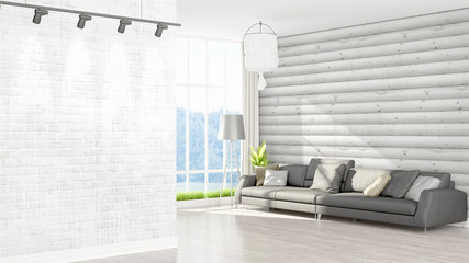 Modern bright interior . 3D rendering