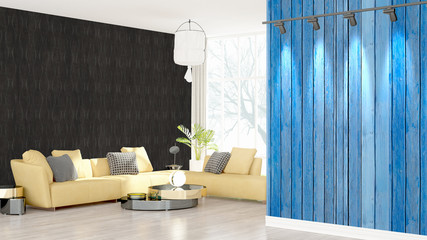 Modern bright interior . 3D rendering