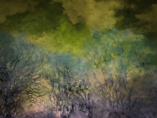 Green Bush Abstract Watercolor