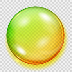 Transparent yellow and green sphere with shadow