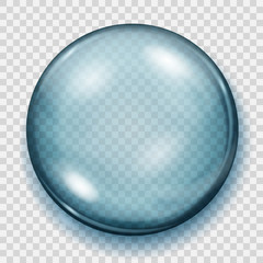 Fototapeta na wymiar Transparent light blue sphere with shadow