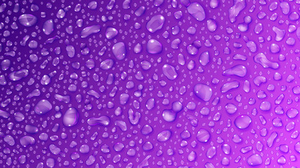 Purple background of water drops