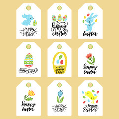 Set of happy easter tags.