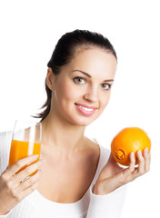 woman with orange and orange juice