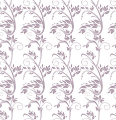 Seamless pattern curl twigs with leaves.