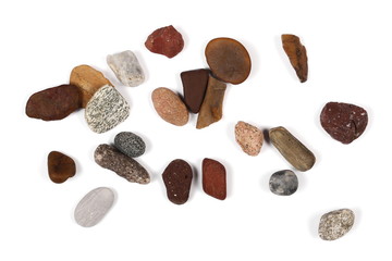 pile rocks isolated on white background and texture, top view
