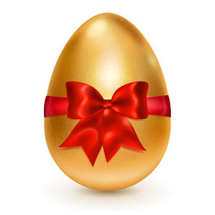 Golden Easter egg with red bow