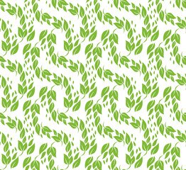 Fototapeta na wymiar Seamless pattern green leaves. Flat vector template.