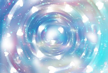 Abstract illustration glow soft hearts for Valentines day. Background blue design.