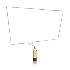Wooden Lead Pencil Drawing Skewed Rectangular Speech Balloon