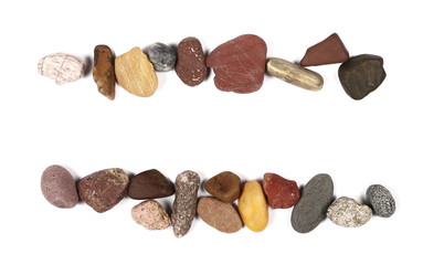 pile rocks isolated on white background and texture, top view