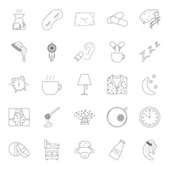 Set of thin line sleep and insomnia icon