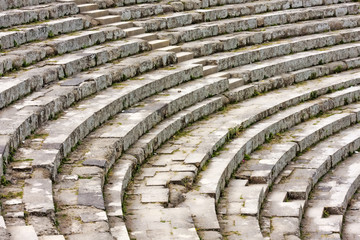 View of Roman empire amphitheater stands in ancient Ostia - Rome , Italy