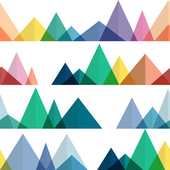 Abstract mountains ridges in geometric style. Seamless vector background  for hiking and outdoor concept.