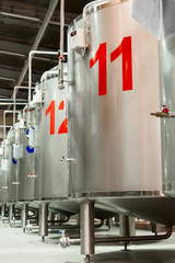 Tanks for the storage of beer.