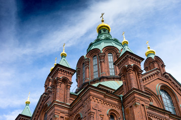Fototapeta na wymiar Uspenski-Kathedrale Helsinki, orthodoxe Kirche, Finnland