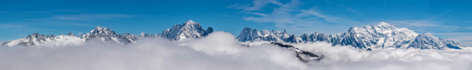 Crédence de cuisine en verre imprimé Mont Blanc Panorama chaine du Mont Blanc