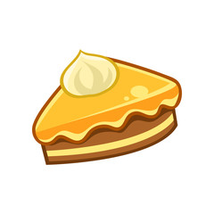 Piece Of Chocolate And Caramel Cake, Food Item Outlined Isolated Childish Icon For Flash Game Design Or Slot Machine