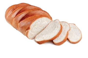 Fresh loaf bread with sliced isolated