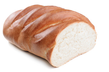 Fresh loaf bread. Sliced and Isolated