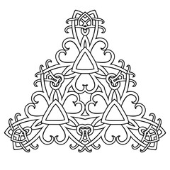 Vector illustration of medieval gothic style triangle ornament black and white 