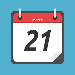 Calendar showing March, 21