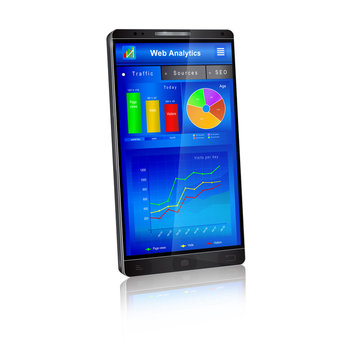Web analytics application on smartphone screen