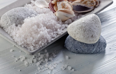 Sea salt  with stones and shells