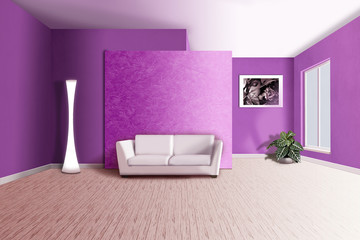 interior with sofa 3d illustration