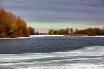 Beautiful winter landscape of the Volga delta