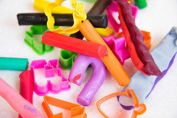 Fototapeta premium play colorful dough with vary shape of mold, for enhance imagination