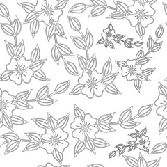 Beautiful vector seamless background with flowers and leaves